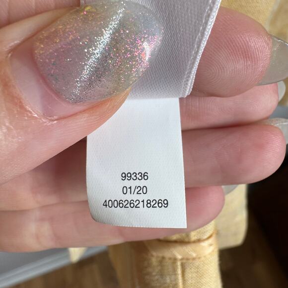 Lauren Conrad Linen Blazer Women M Yellow Golden White Stripe Spring Feminine - Picture 6 of 8